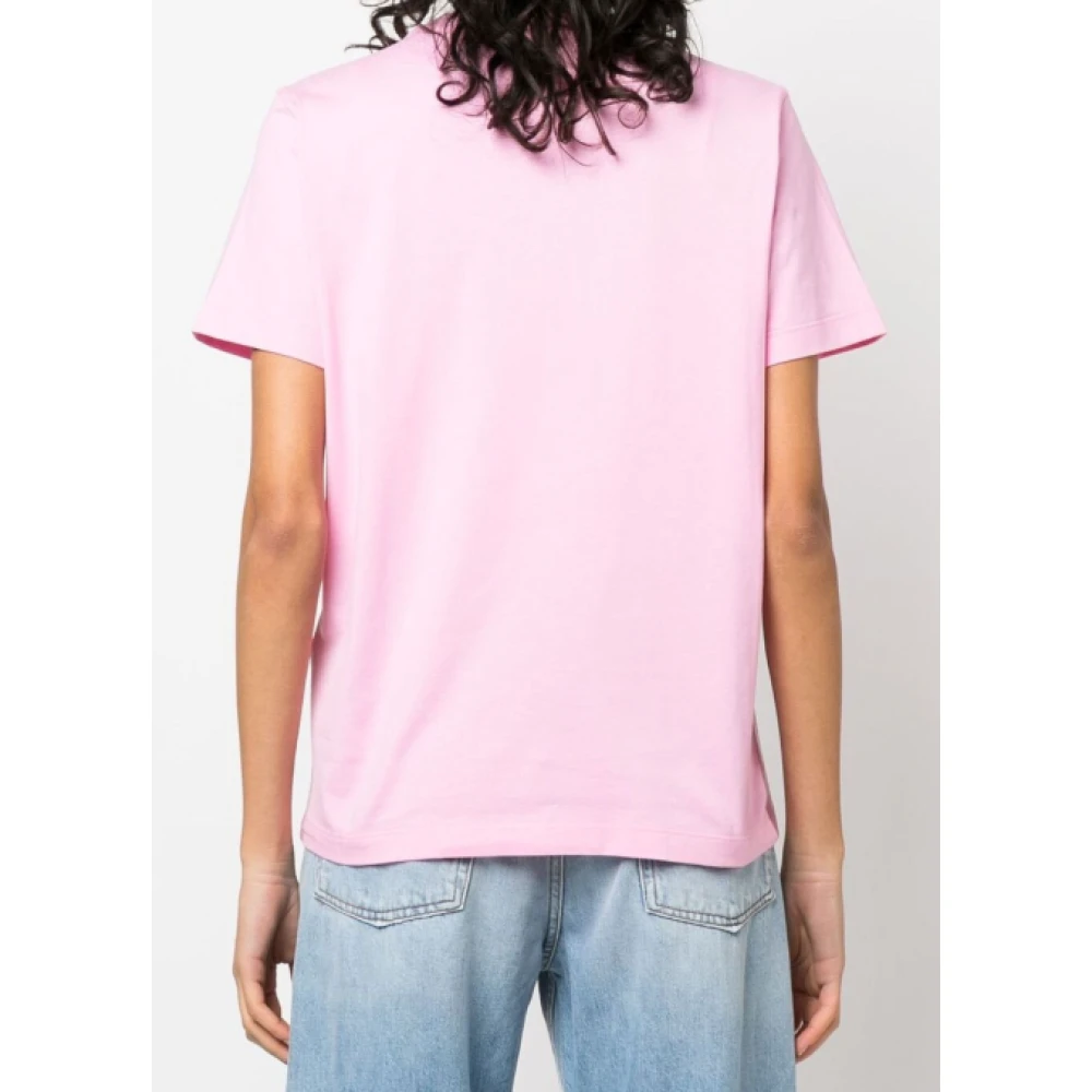 Msgm Roze Voorkant Print Half Mouw Tee Pink Dames