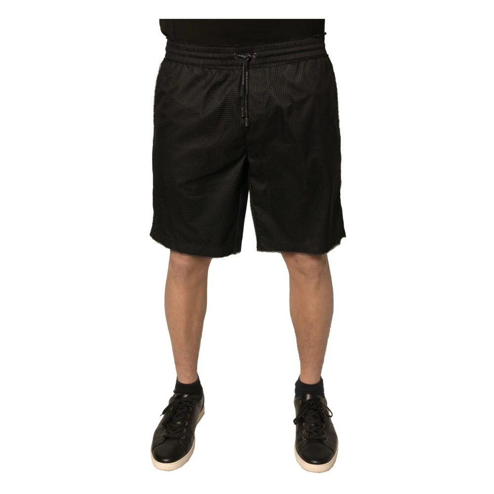 Dolce & Gabbana Zwarte Jersey Trekkoord Shorts Black Heren