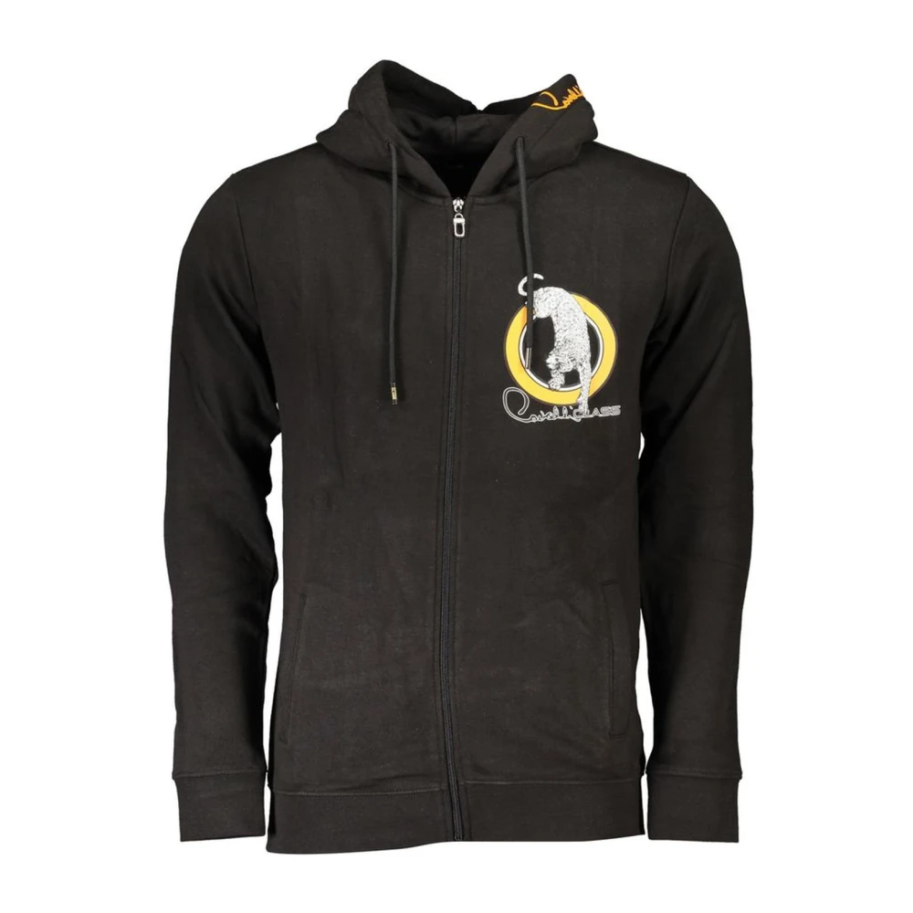 Cavalli Class Elegant sweatshirt met capuchon en lange mouwen voor mannen Black Heren