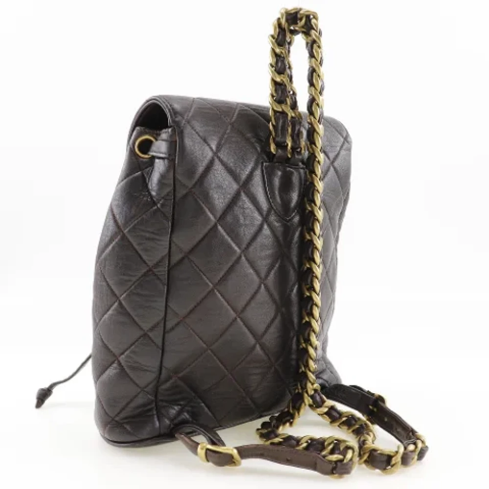 Chanel Vintage Pre-owned Leather backpacks Brown Dames