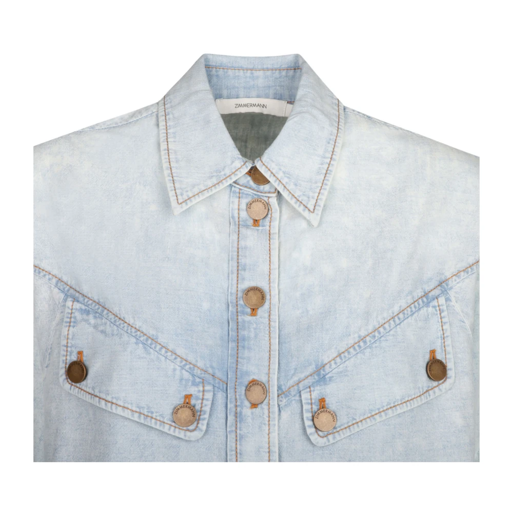 Zimmermann Blauwe Denim Knoopshirt Blue Dames
