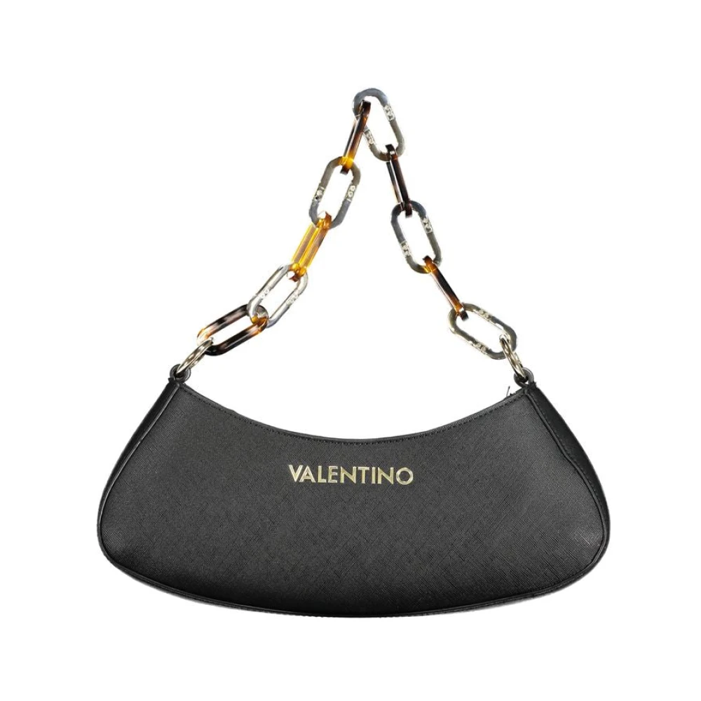 Valentino by Mario Valentino Svart polyeten handväska med kedja axelrem Black, Dam