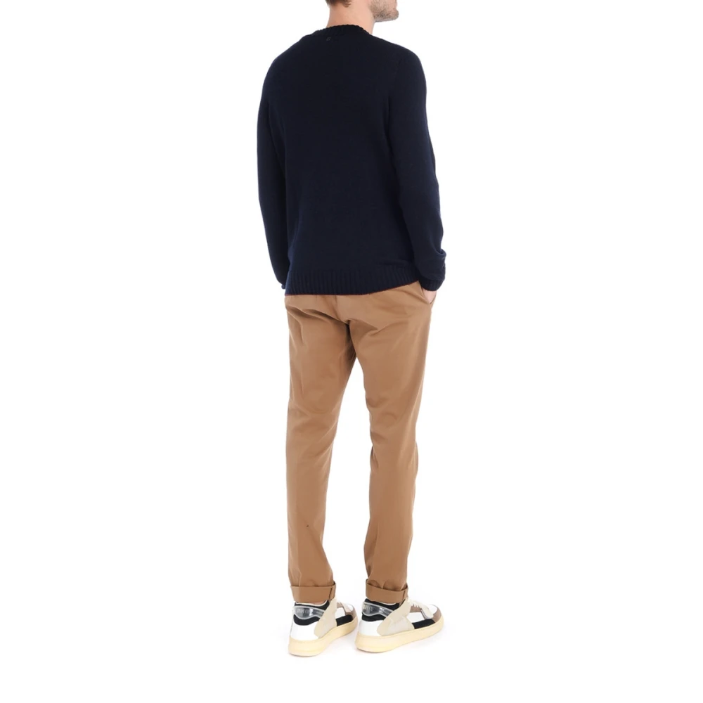 Dondup Blauwe Wol Crewneck Trui Blue Heren