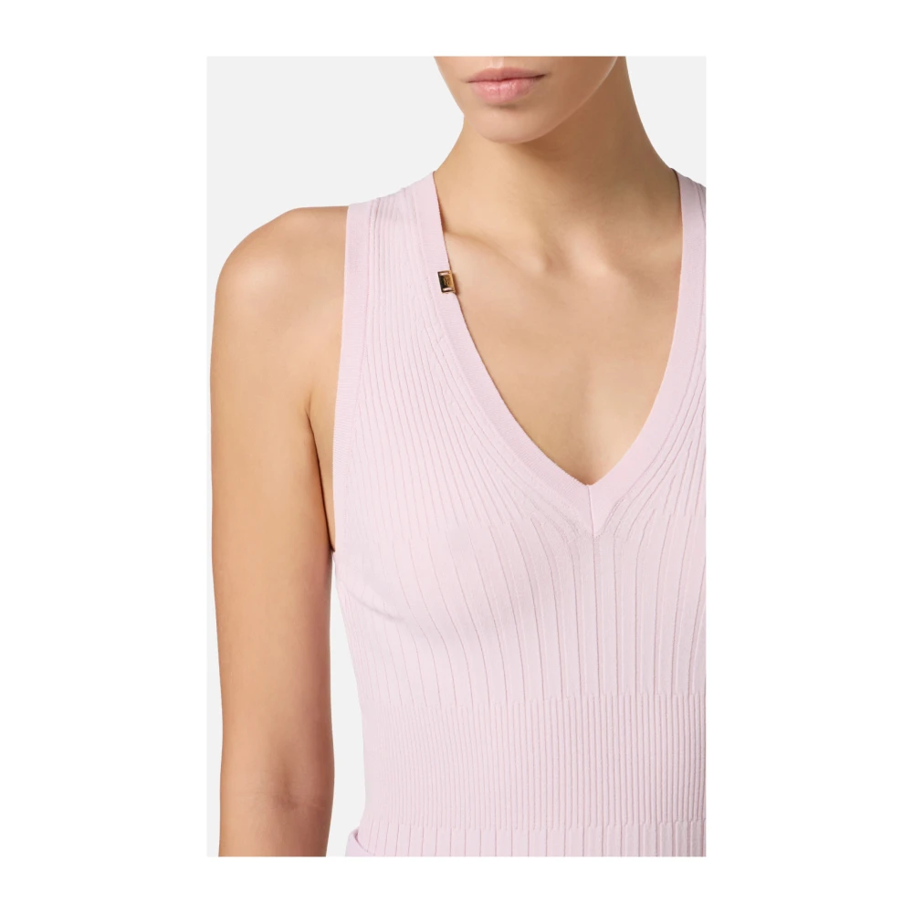 Elisabetta Franchi Roze Mouwloze Top met brede hals Pink Dames