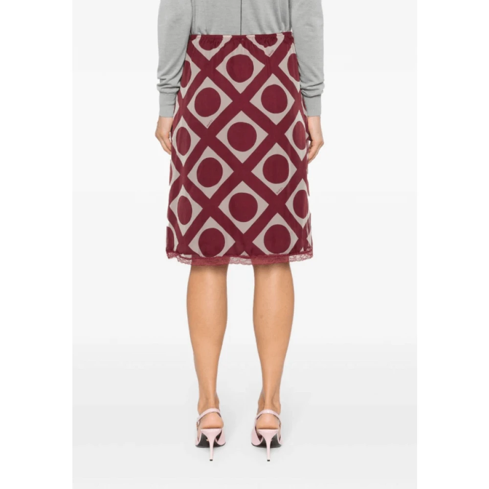 Gucci Geometric Print Midi Rok met Kant Red Dames