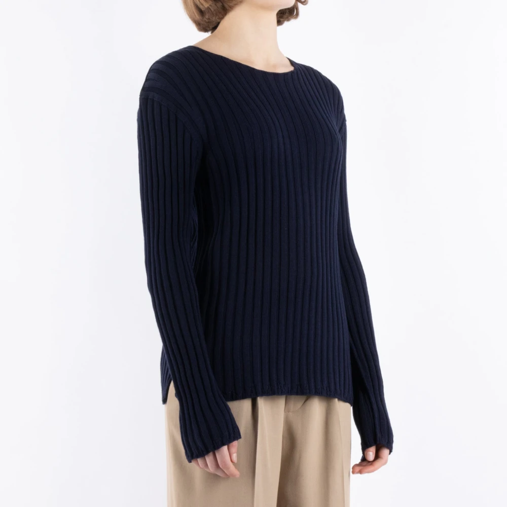 Acne Studios Navy Blauw Katoenen T-shirt Blue Dames
