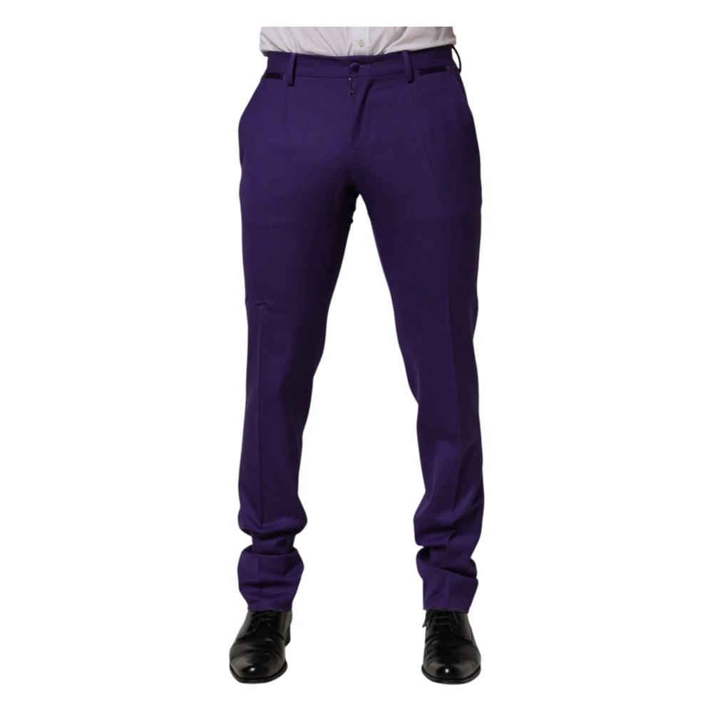 Dolce & Gabbana Men's Purple Skinny Dress Trousers - Suit Trousers - S - Trousers