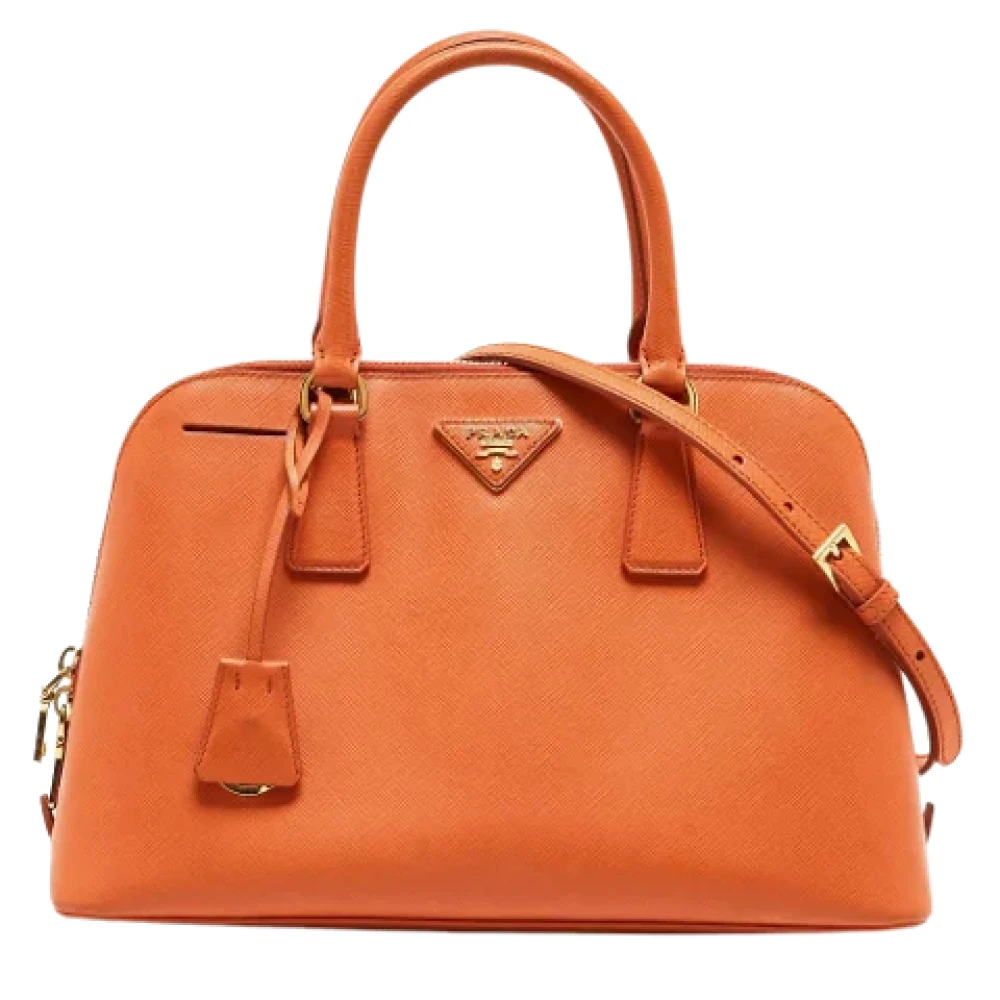 Prada Vintage Pre-owned Leather crossbody-bags Orange Dames
