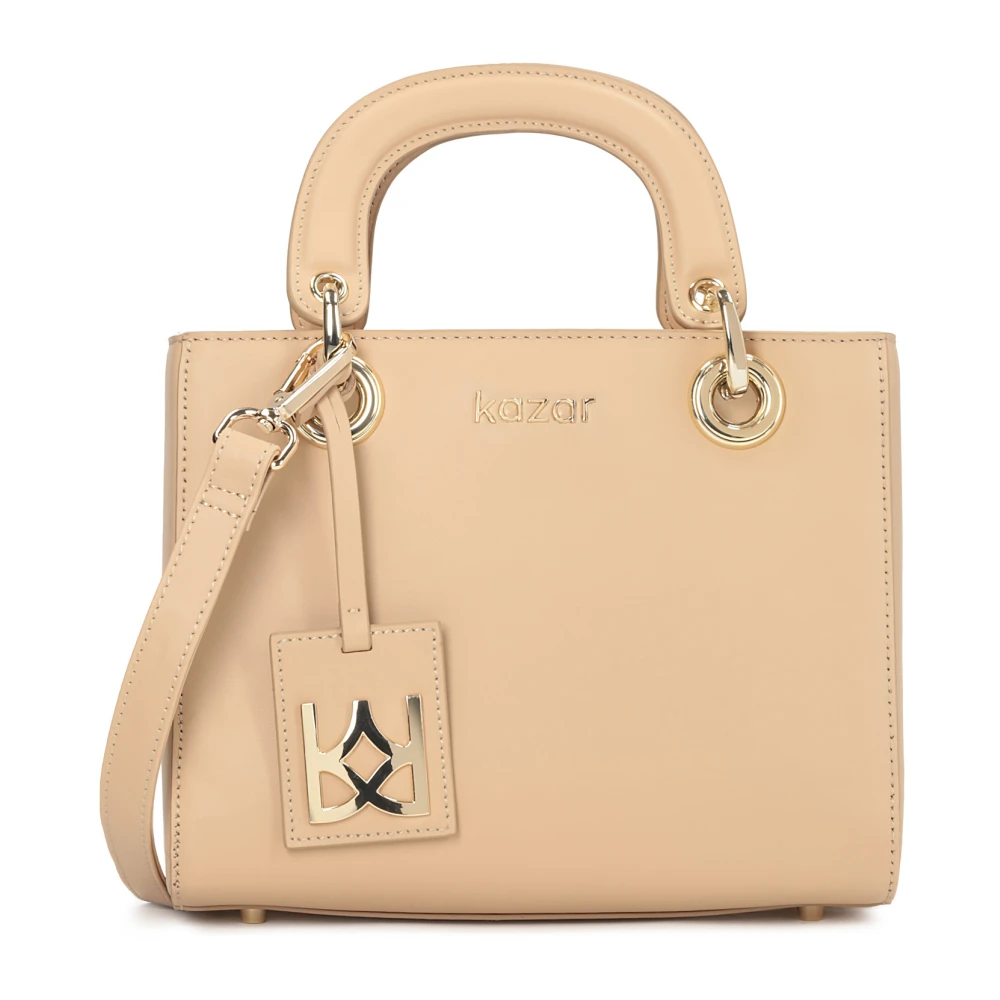 Kazar Beige leren tas met stijve constructie Beige Dames
