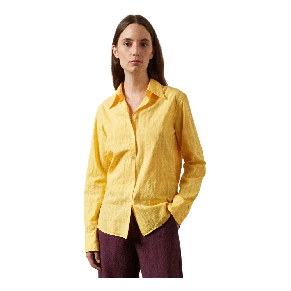 Massimo Alba Katoenen Regular Fit Shirt Italië Gemaakt Yellow Dames