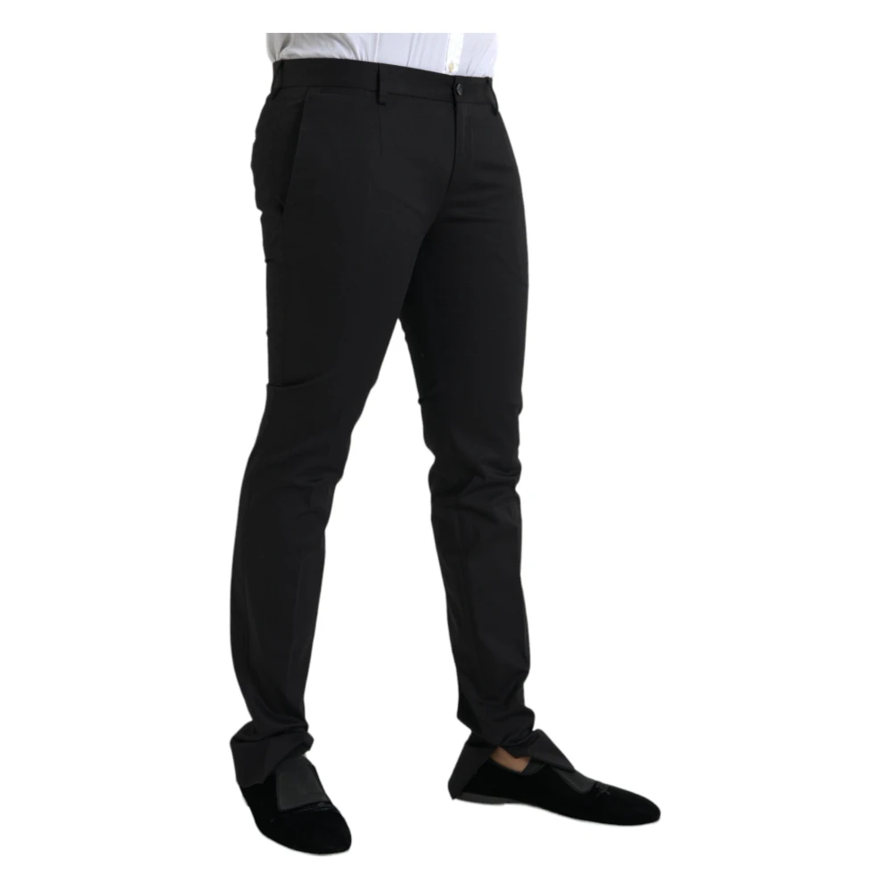 Dolce & Gabbana Zwarte Katoenen Stretch Skinny Jurk Broek Black Heren