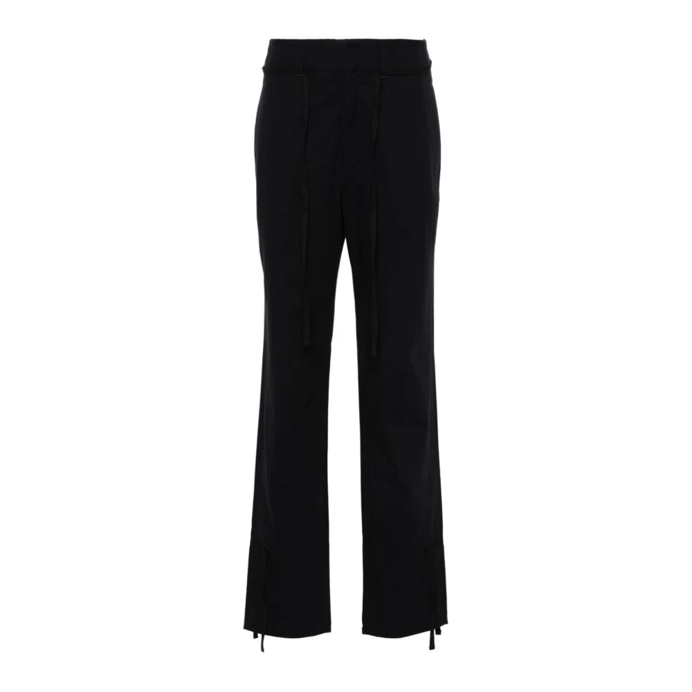 Lemaire Black Cotton Drawstring Trousers - Female - Straight Trousers - S - Trousers