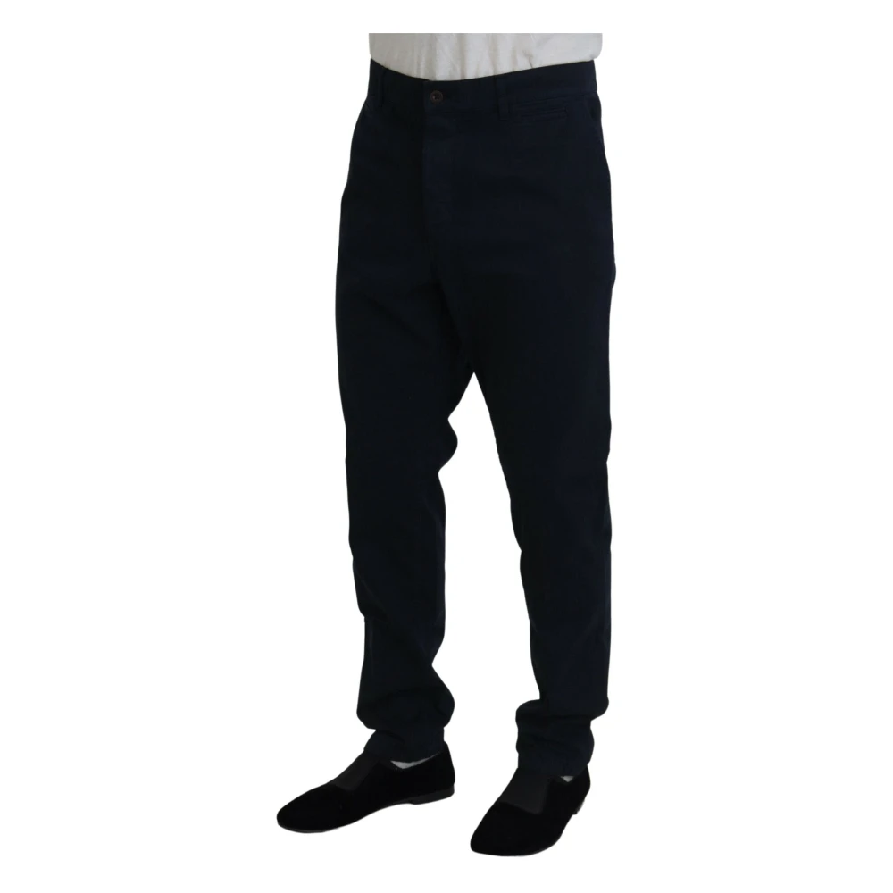 Dolce & Gabbana Blauwe Katoenen Formele Broek Blue Heren