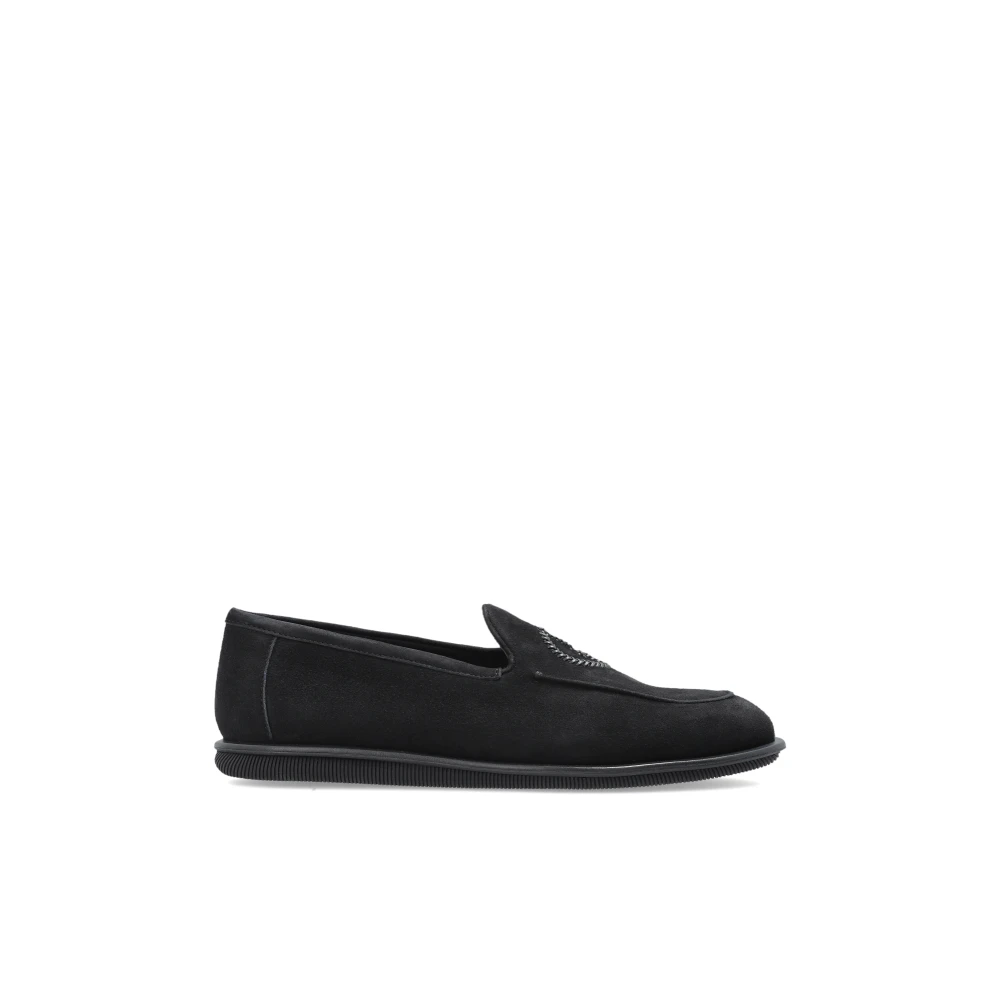 Giorgio Armani Uomo Blu - Mocassini In Camoscio Con Logo Ricamato - Shoes - 40 Eu