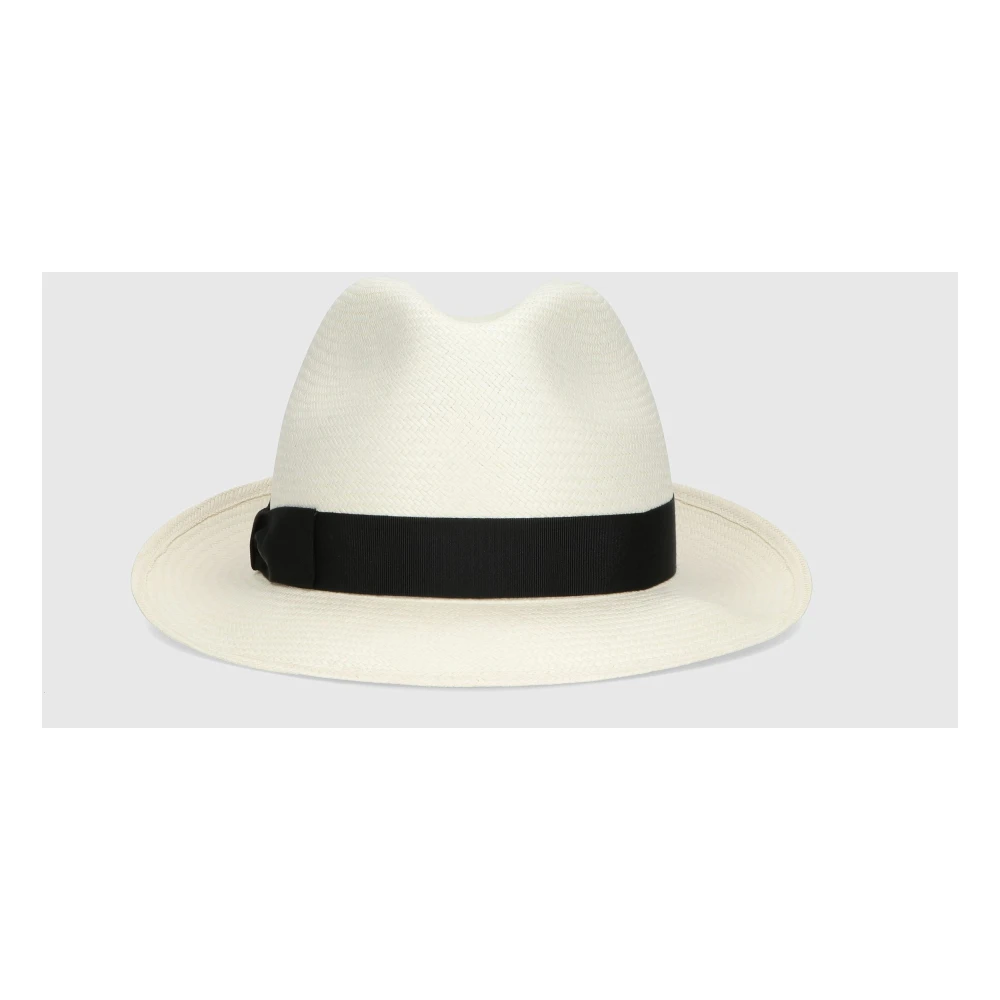Borsalino Kleurrijke Panama Hoed met Medium Rand White Dames