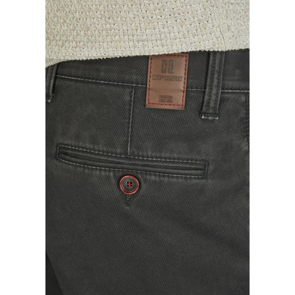 club of comfort Comfortabele platte voorkant broek met elastische tailleband en hemdstopper Gray Heren