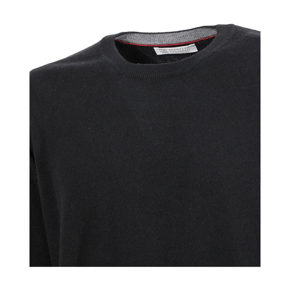 BRUNELLO CUCINELLI Zwarte Cashmere Crew-Neck Sweater Black Heren