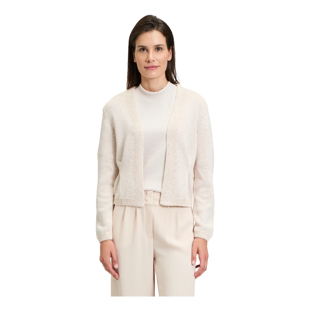 Betty & Co Gebreid vest met pailletten Beige Dames