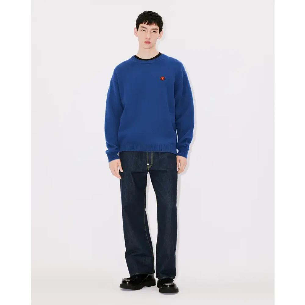 Kenzo Blauwe Bloem Crest Sweater Blue Heren