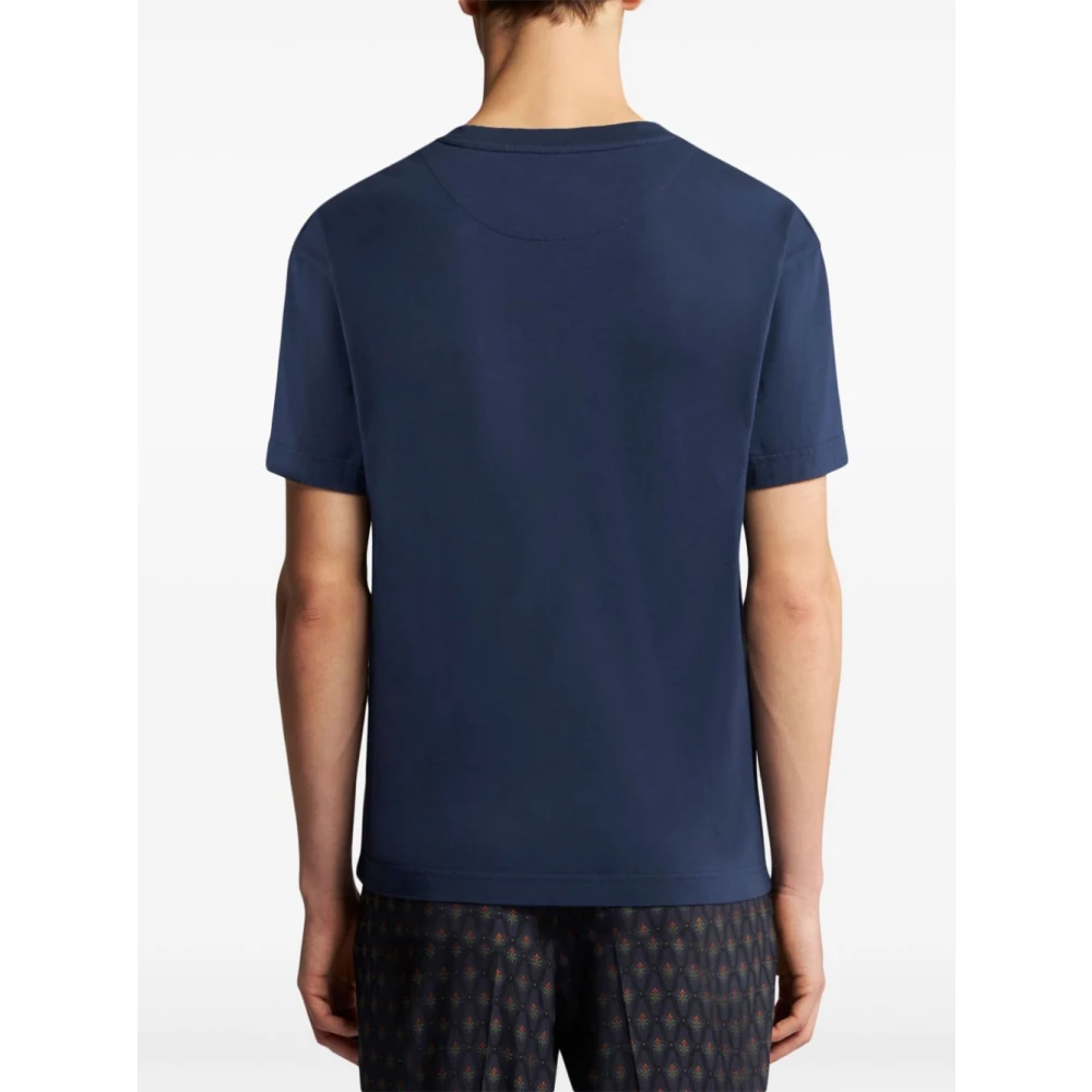 ETRO Pegasus Geborduurd Navy Blue T-shirt Blue Heren