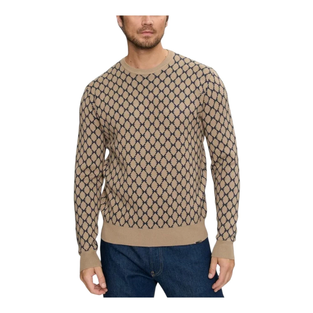 John Richmond Men's Beige Maglia - Round-Neck Knitwear - L - Knitwear