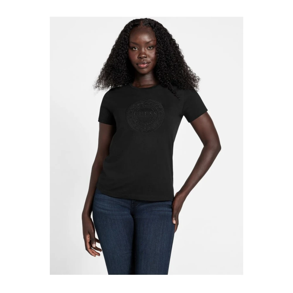 Guess Zwart Katoen Logo T-shirt Black Dames