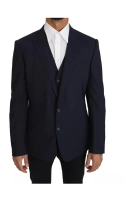 Blå Slim Fit Blazer med Väst