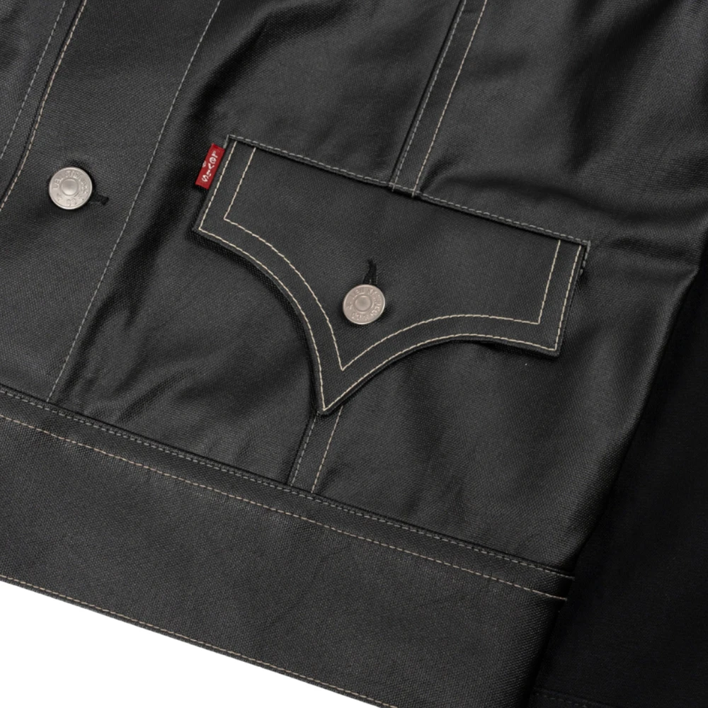 Junya Watanabe Zwarte Twill-weave Jas met Contraststiksels Black Heren