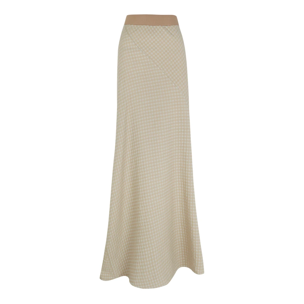 Cortana Women's Beige Maxi Skirts, S, Nuna, Jacquard Checkered Skirt