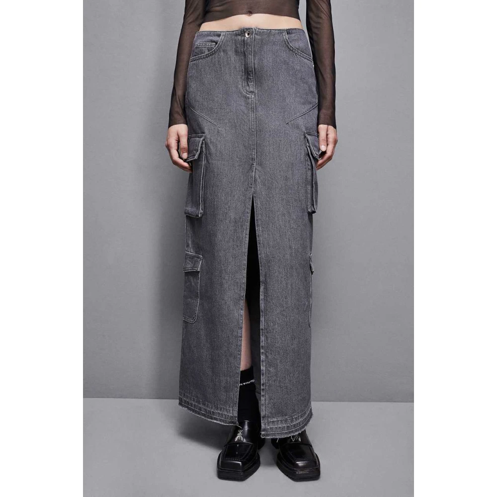 PATRIZIA PEPE Grijze Denim Rok Gray Dames