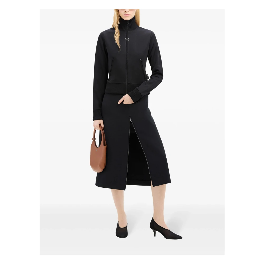 Courrèges Zwarte Jersey Rits Jas Black Dames