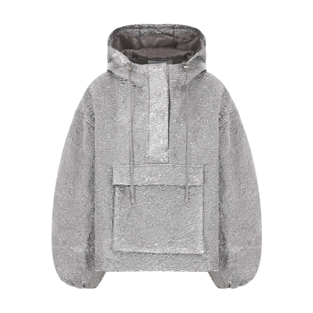 Cecilie Bahnsen Zilveren Oversize Anorak Jas met Capuchon Gray Dames