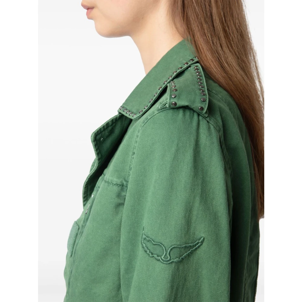 Zadig & Voltaire Groene Katoenen Jas met Studs Green Dames