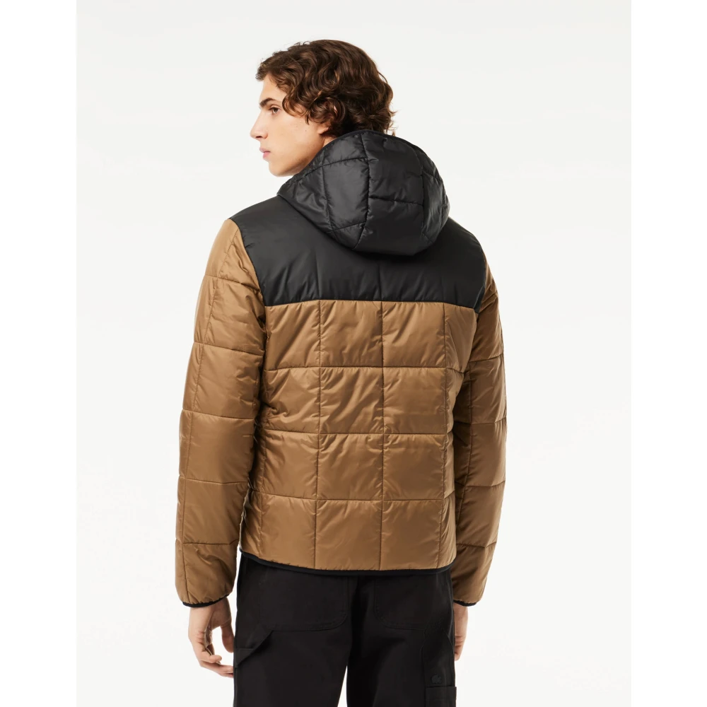 Lacoste Waterdichte Colour-Block Pufferjas Marron Noir Brown Heren