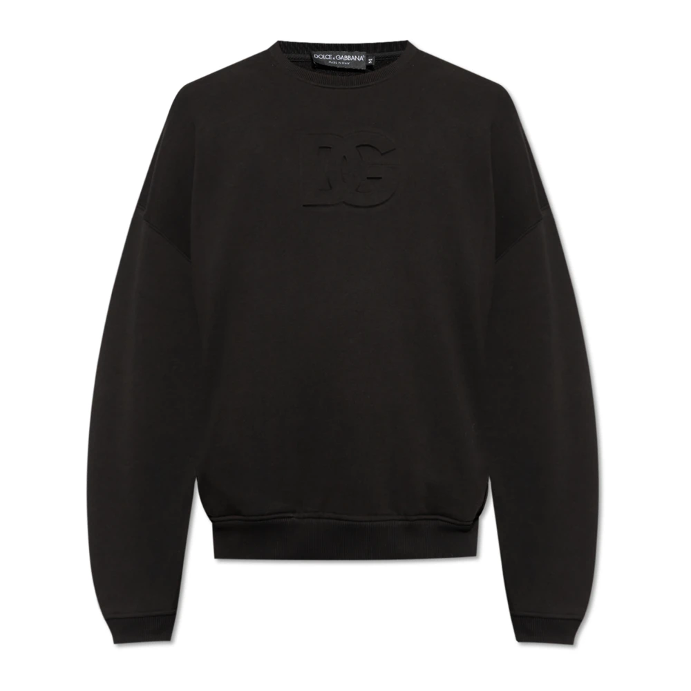 Dolce & Gabbana Sweatshirt met reliëf logo Black Heren