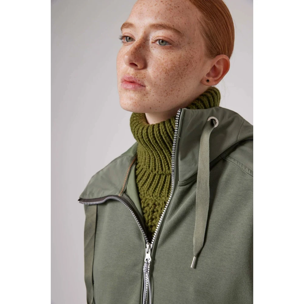 Parajumpers Hybride Hoodie Patchwork Fleece Green Dames
