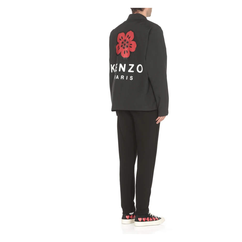 Kenzo Zwart Tech Fabric Shirt Kraag Lange Mouwen Black Heren