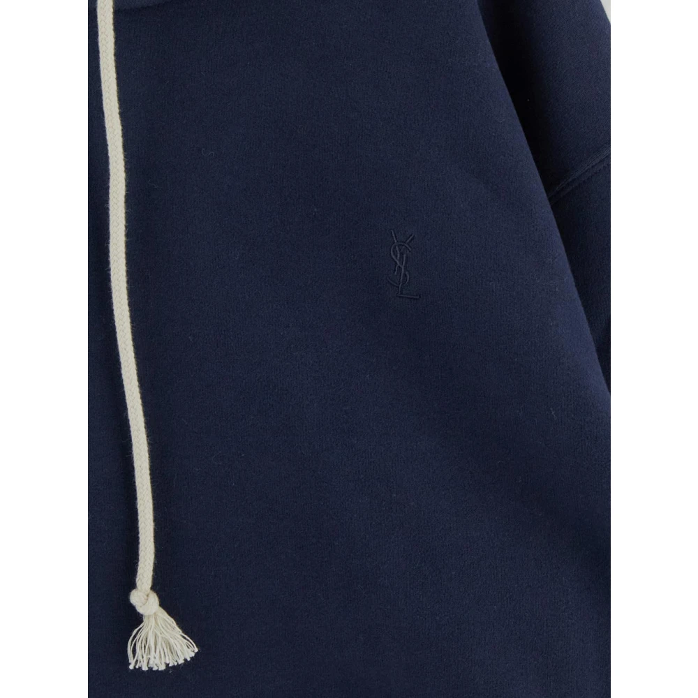 Saint Laurent Logo Hoodie Blue Heren