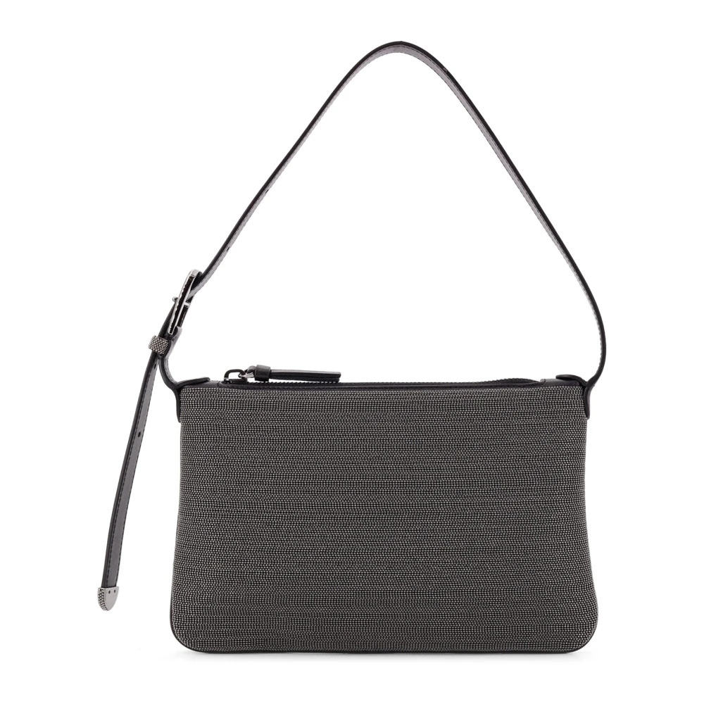 BRUNELLO CUCINELLI Precieuze Schoudertas met Monili Decoratie Black Dames