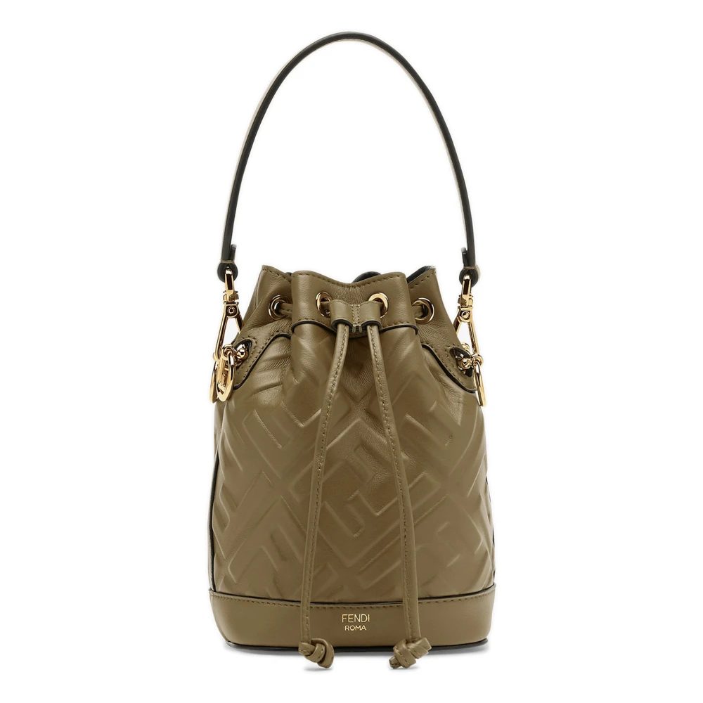 Fendi Groene Iconische FF-motief leren tas Green Dames