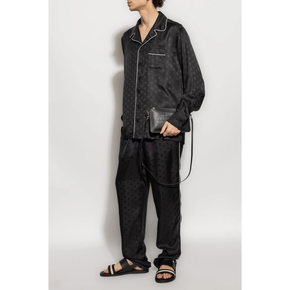 Dolce & Gabbana Zijden shirt met zak Black Heren