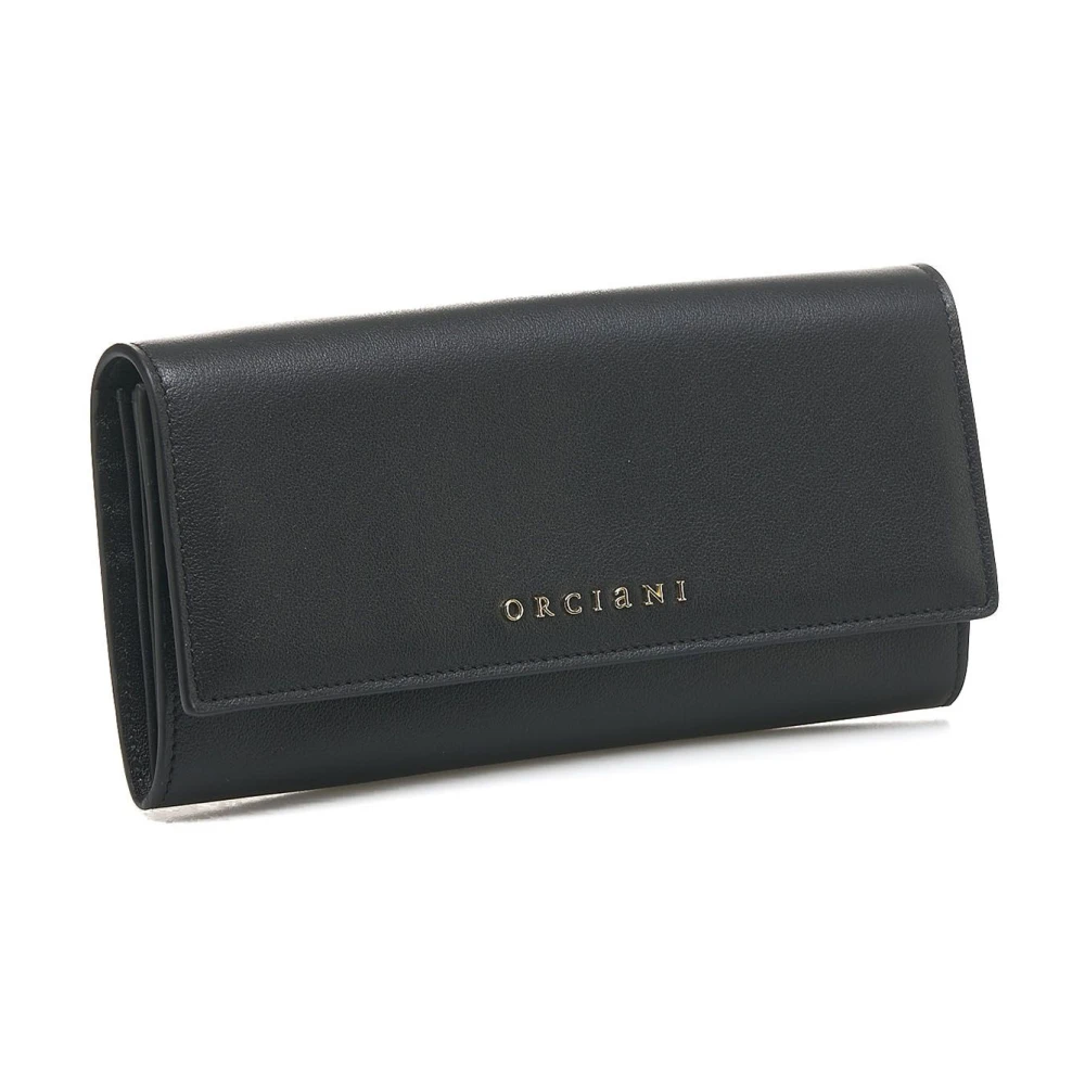 Orciani Zwarte Leren Portemonnee Dames Accessoires Black Dames