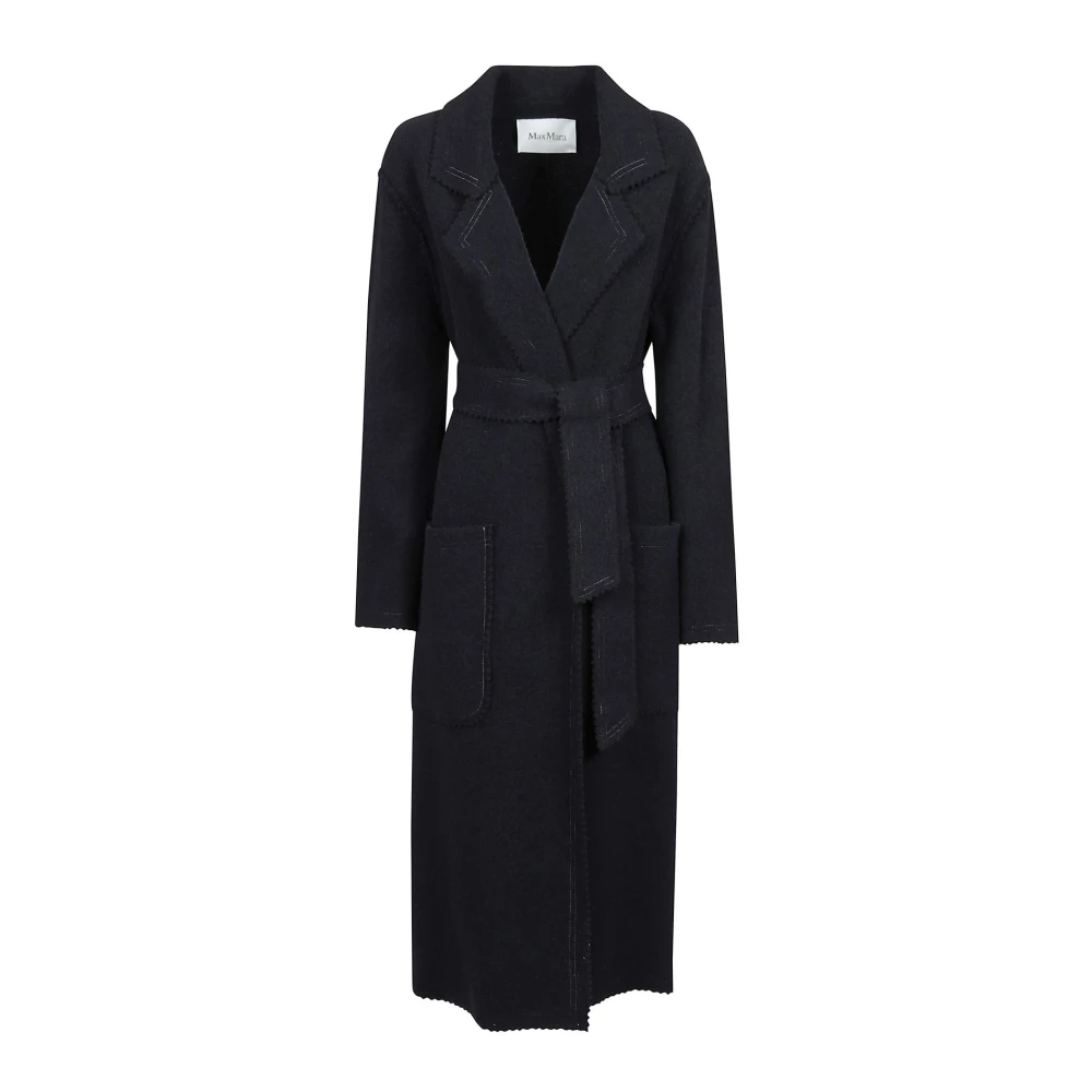Max Mara Zwarte Ceintuur Wollen Jas Buitenkleding Black Dames
