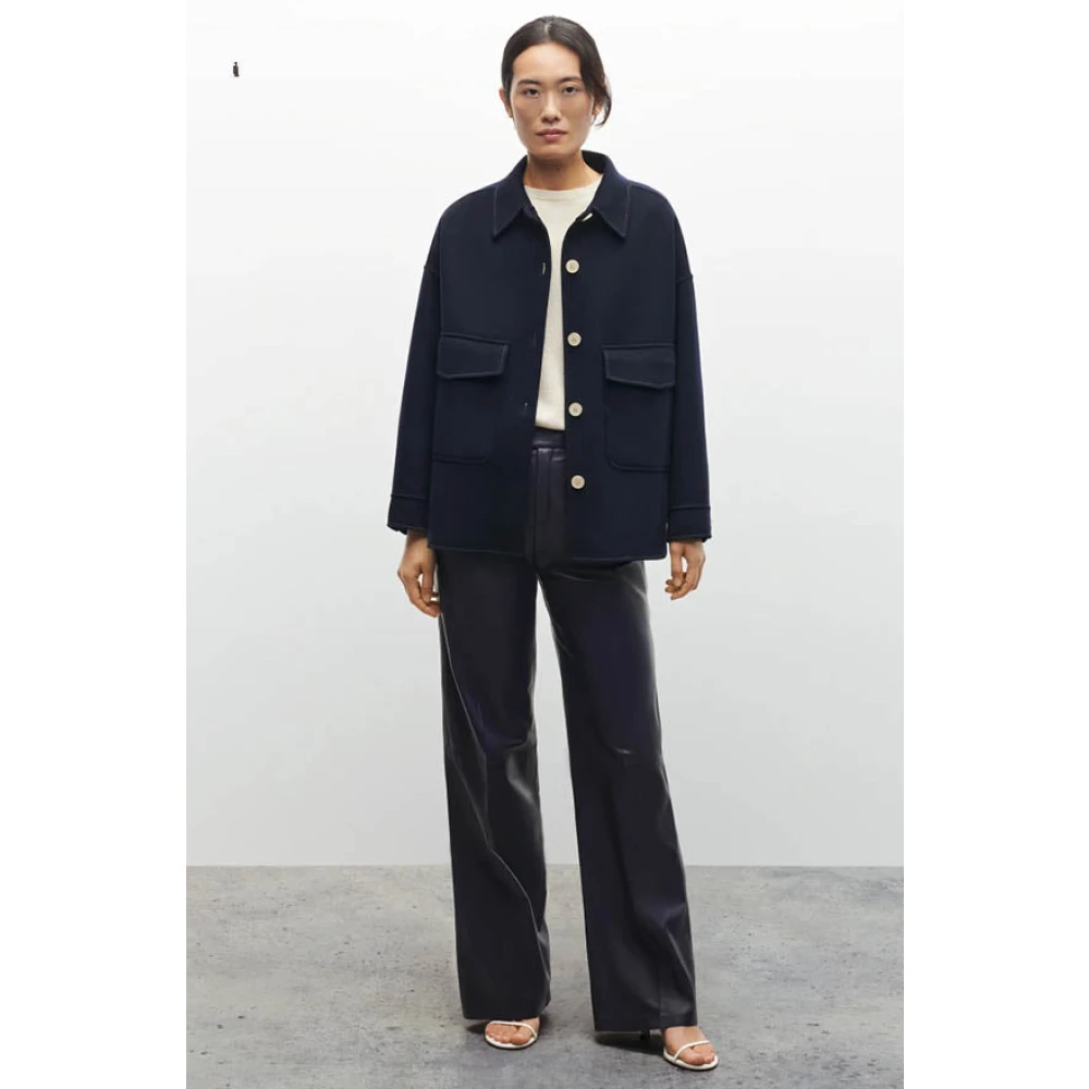 Arma Blauwe Wollen Overshirt Jas Blue Dames