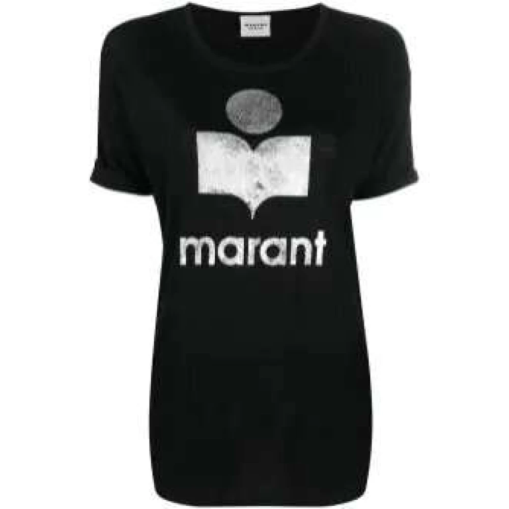 Isabel Marant Étoile Logo Print Linne T-shirt Black, Dam