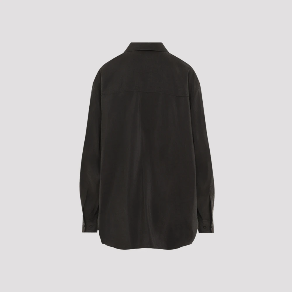 Lemaire Donker Espresso Lange Overhemd met Stropdas Black Dames