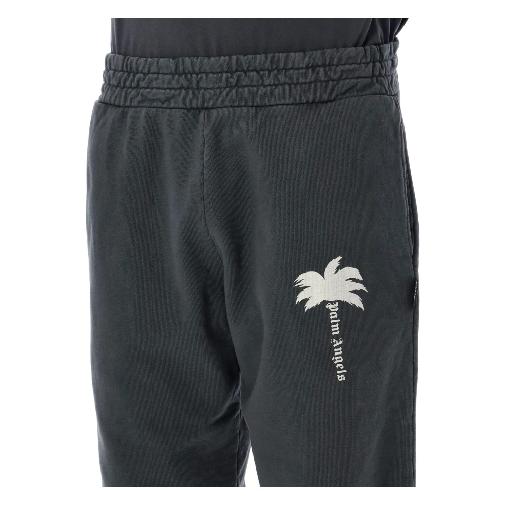 Palm Angels Grijze Sweatpants met Palm Tree Logo Gray Heren