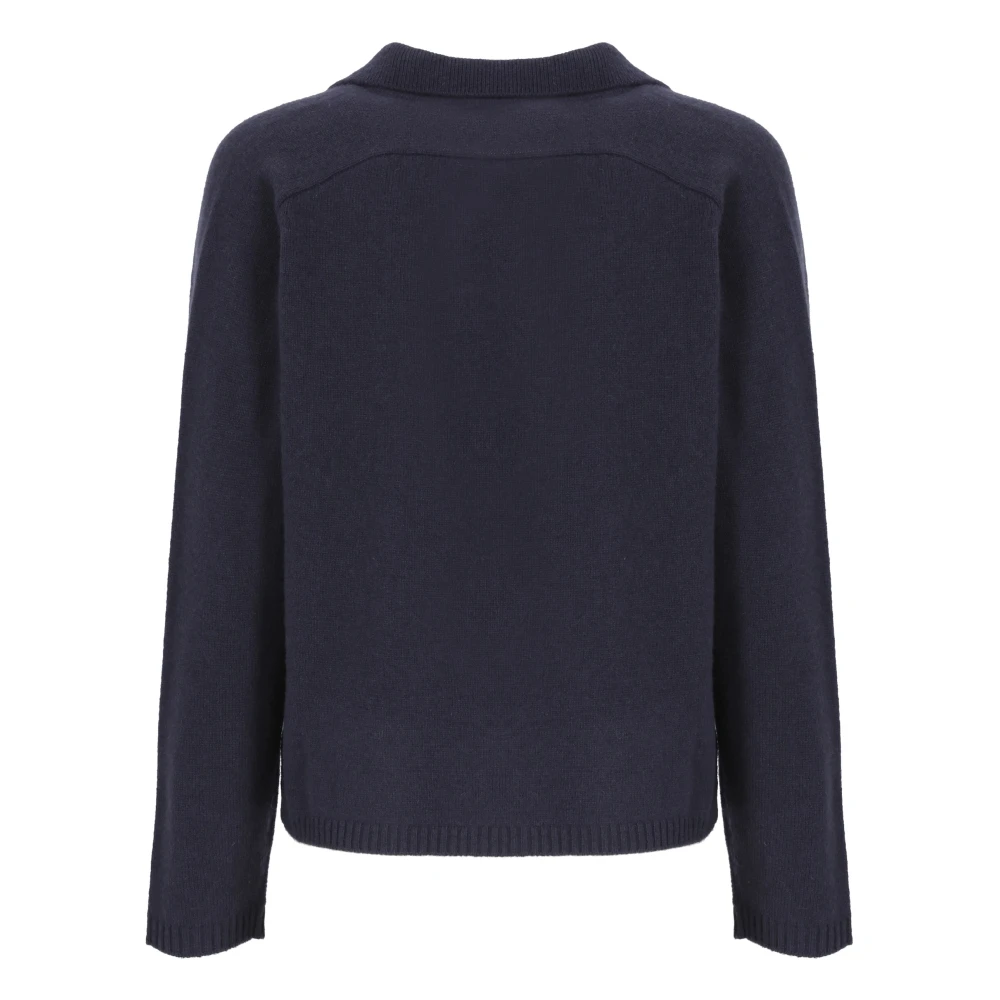 Kangra Blauwe Kasjmier Wollen Trui Vrouwen Kraag Blue Dames
