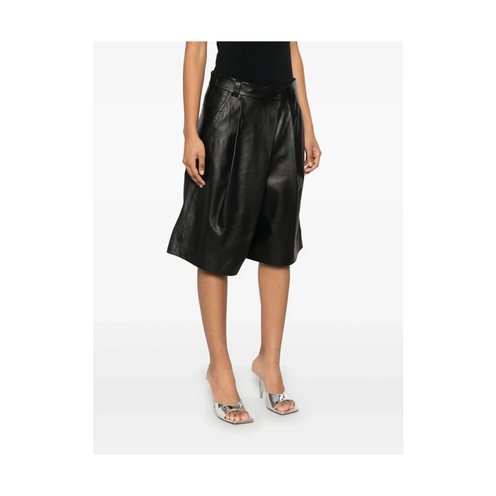 Marella Zwarte Leren Broek Emily R. Stijl Black Dames