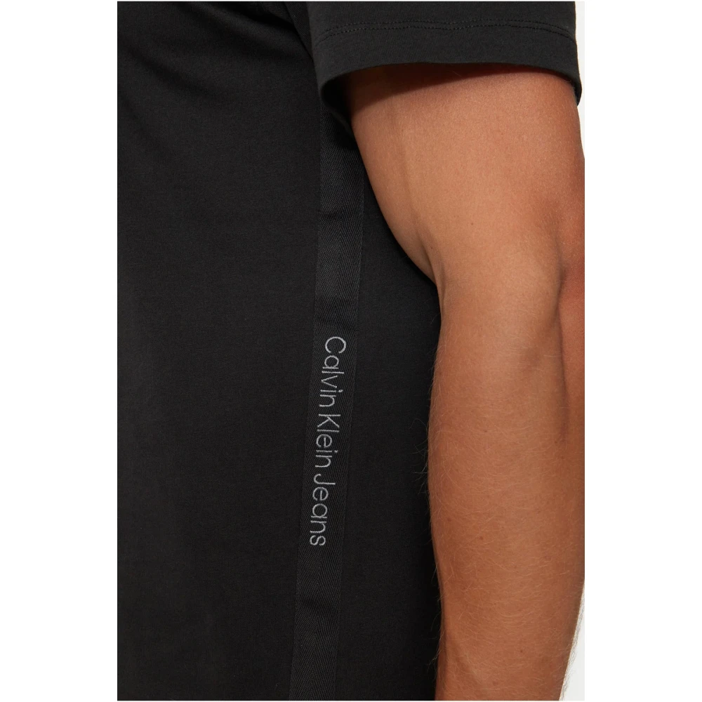 Calvin Klein Zwarte Katoenen T-shirt Rechte pasvorm Black Heren